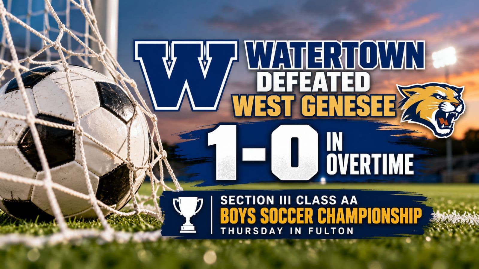 Submitted photo for: Watertown wins Section III Class AA boys soccer title in overtime