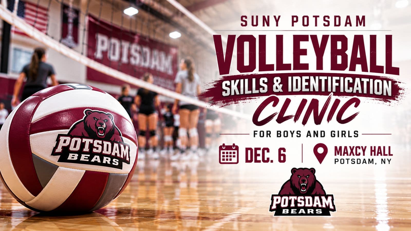 Submitted photo for: SUNY Potsdam plans youth volleyball clinic at Maxcy Hall Dec. 6