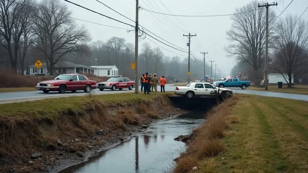 Editorial illustration for: Crash sends vehicle into creek in Brownville