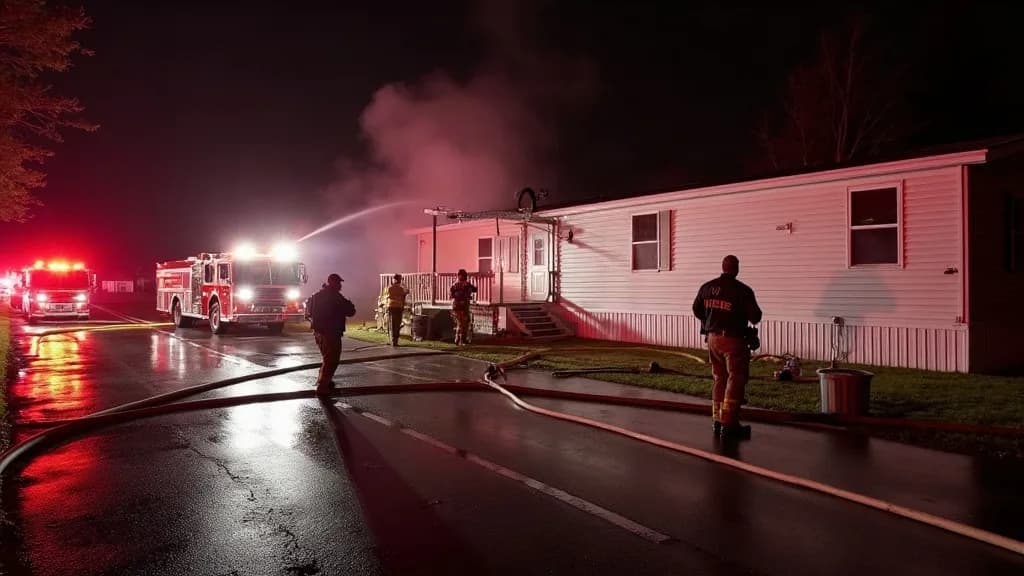 Editorial illustration for: Fire damages single-wide trailer in Gouverneur