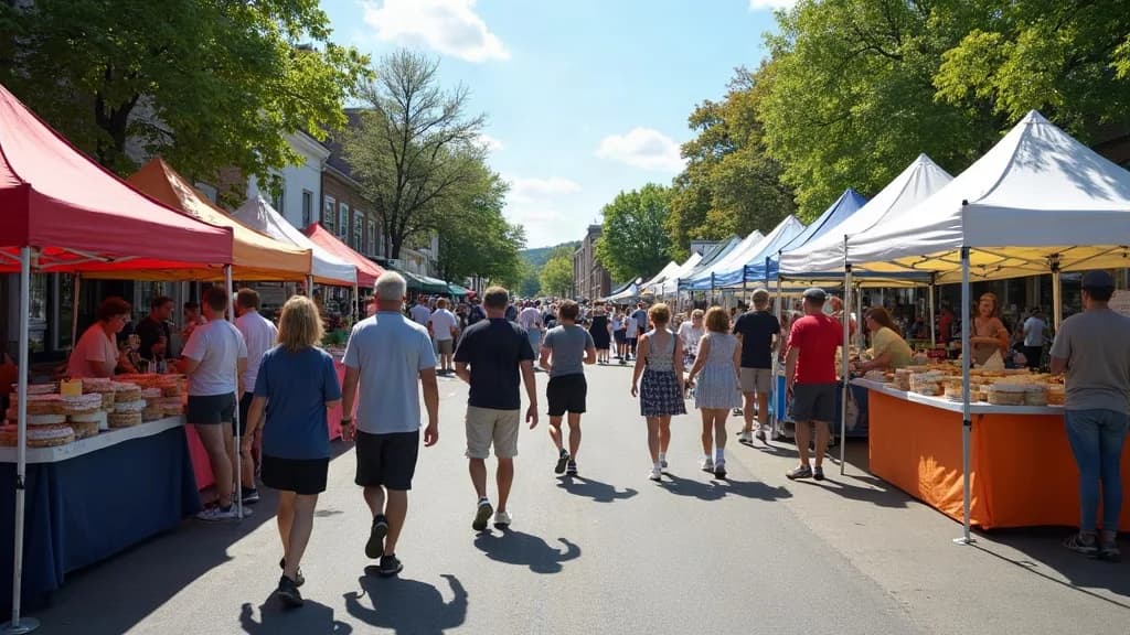 Editorial illustration for: Lowville Cream Cheese Festival marks 21st year with 12,000-pound cheesecake