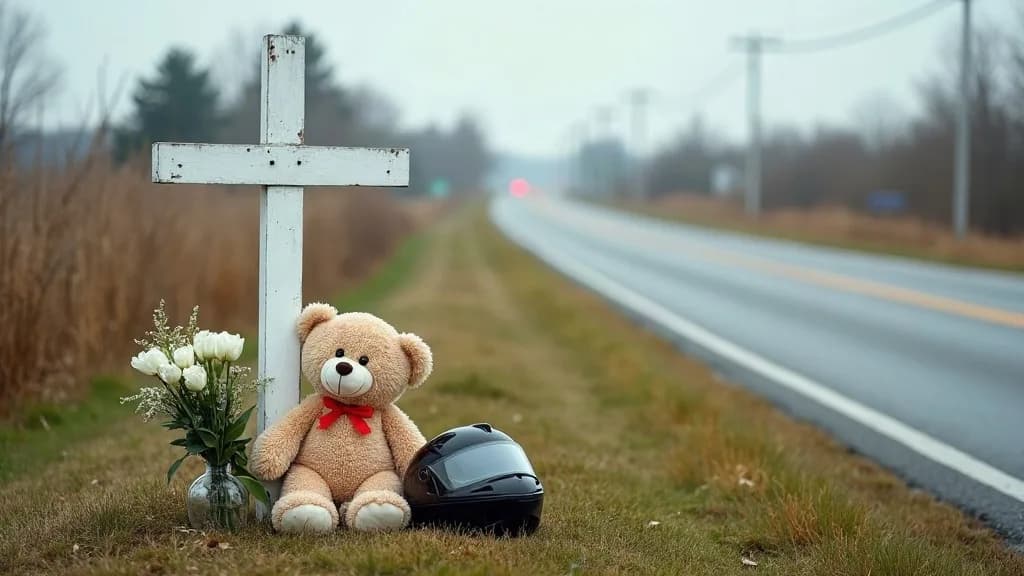 Editorial illustration for: Roadside memorial placed for Rodman teen killed in Adams crash