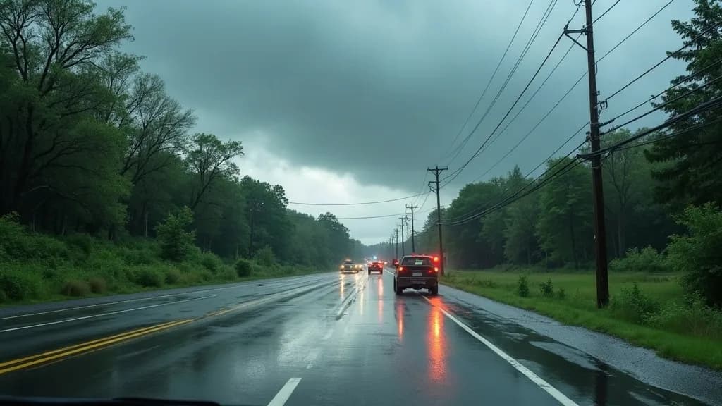 Editorial illustration for: Severe storms reported to flood roads, bring down trees across Upstate New York