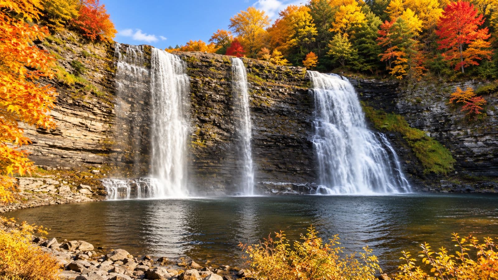 A North Country waterfall in autumn