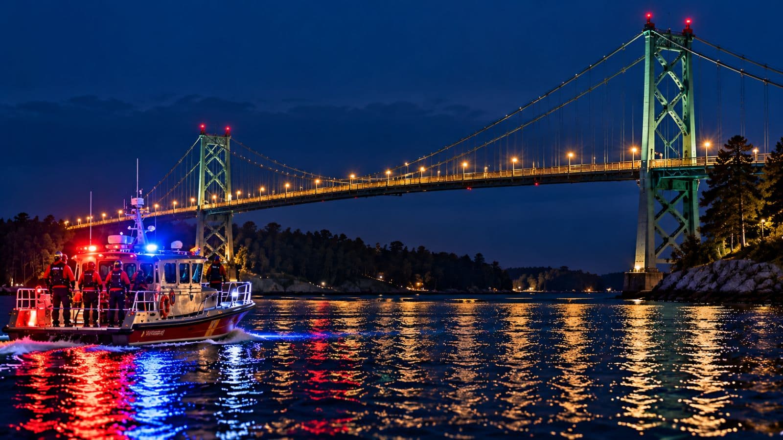 Photo for: Emergency crews respond to possible water rescue near Thousand Islands Bridge