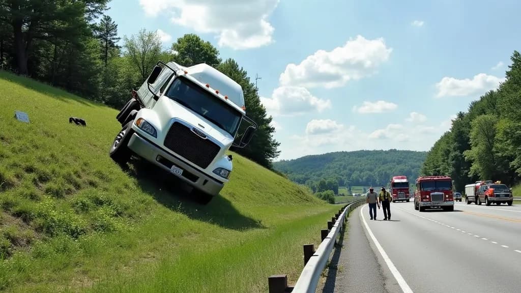 Editorial illustration for: Water truck driver injured in rollover crash on I-81 in Homer